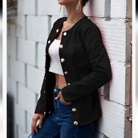 Amazon Women's Daily Double-Breasted Blazer Long Sleeve Jacket Slim Fit Office - Picture 5 of 8